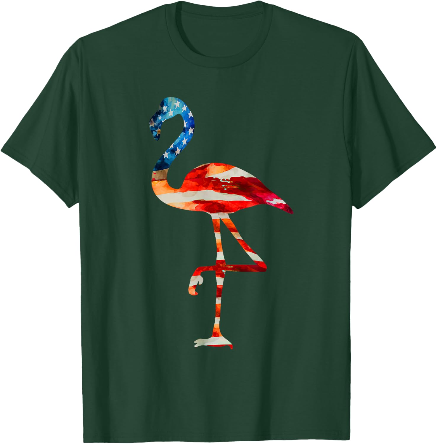 Flamingo American Flag - Vintage American Flamingo T-Shirt - T-Shirt | Forest