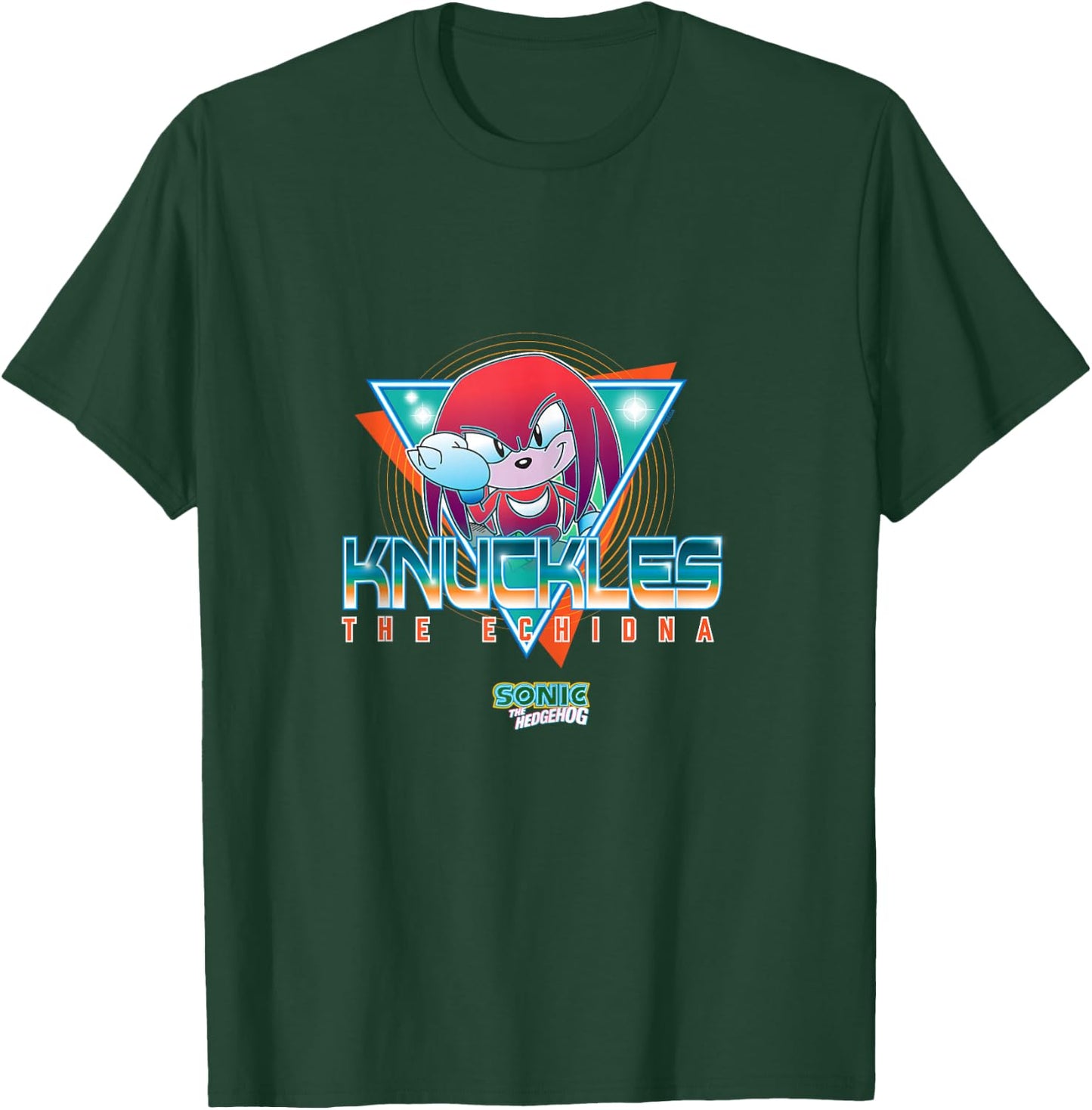 Sonic The Hedgehog Knuckles The Echidna Retro Neon Logo T-Shirt - T-Shirt | Forest