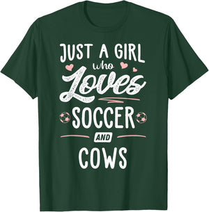 Just A Girl Who Loves Soccer And Cows Gift Women T-Shirt - T-Shirt | Forest