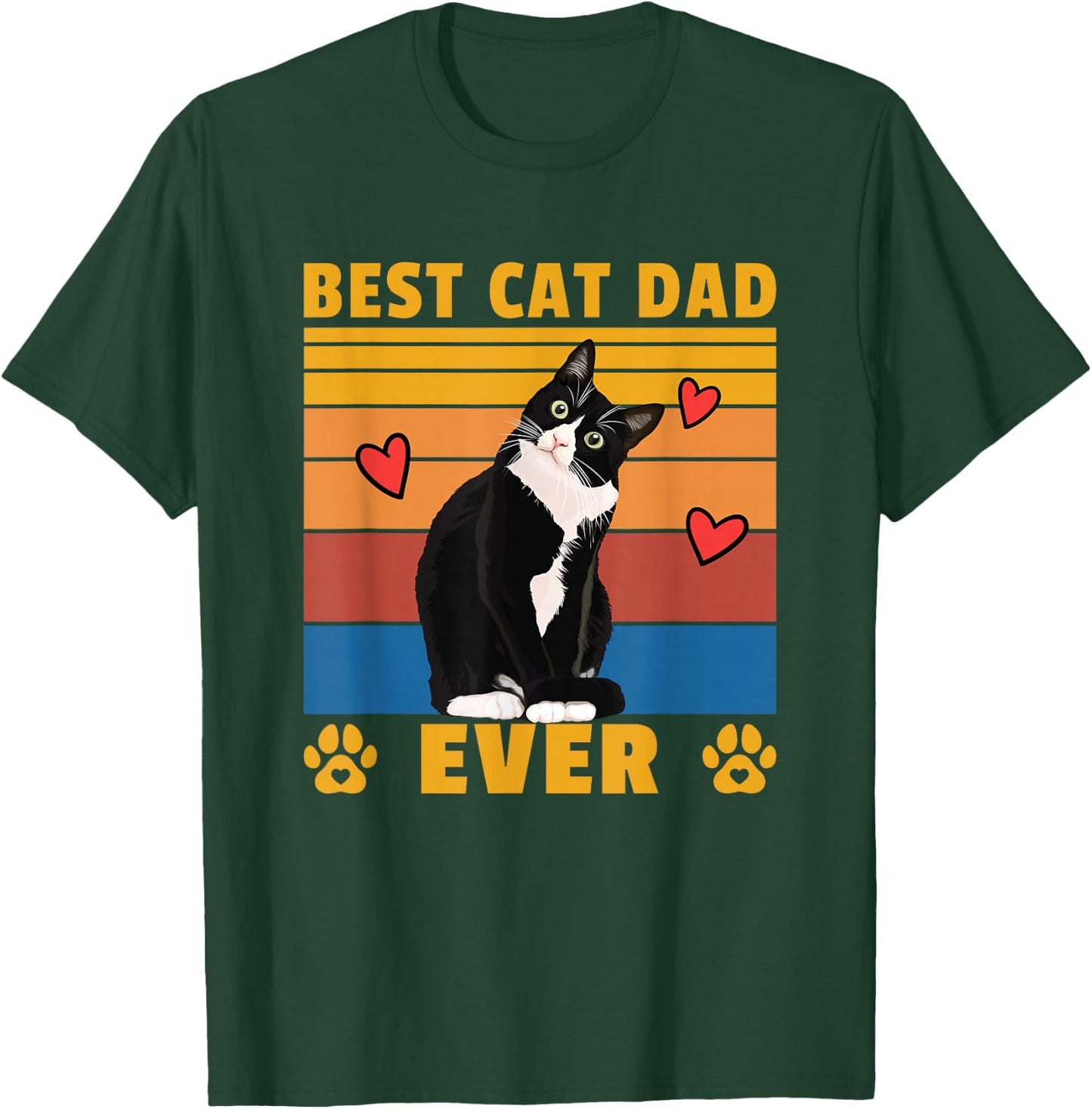 Men's Best Cat Dad Ever Funny Cat T-Shirt - T-Shirt | Forest