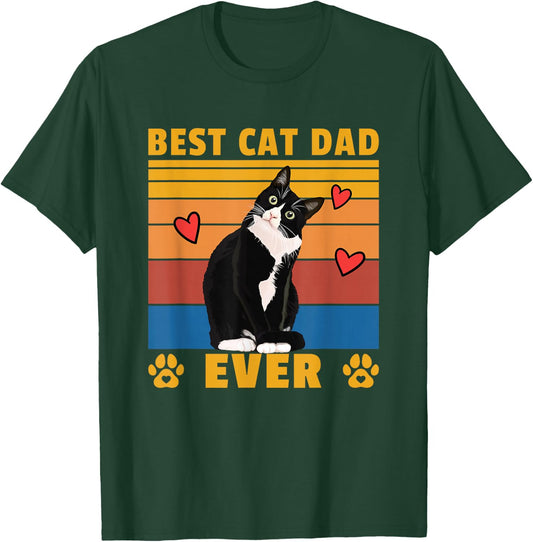 Men's Best Cat Dad Ever Funny Cat T-Shirt - T-Shirt | Forest