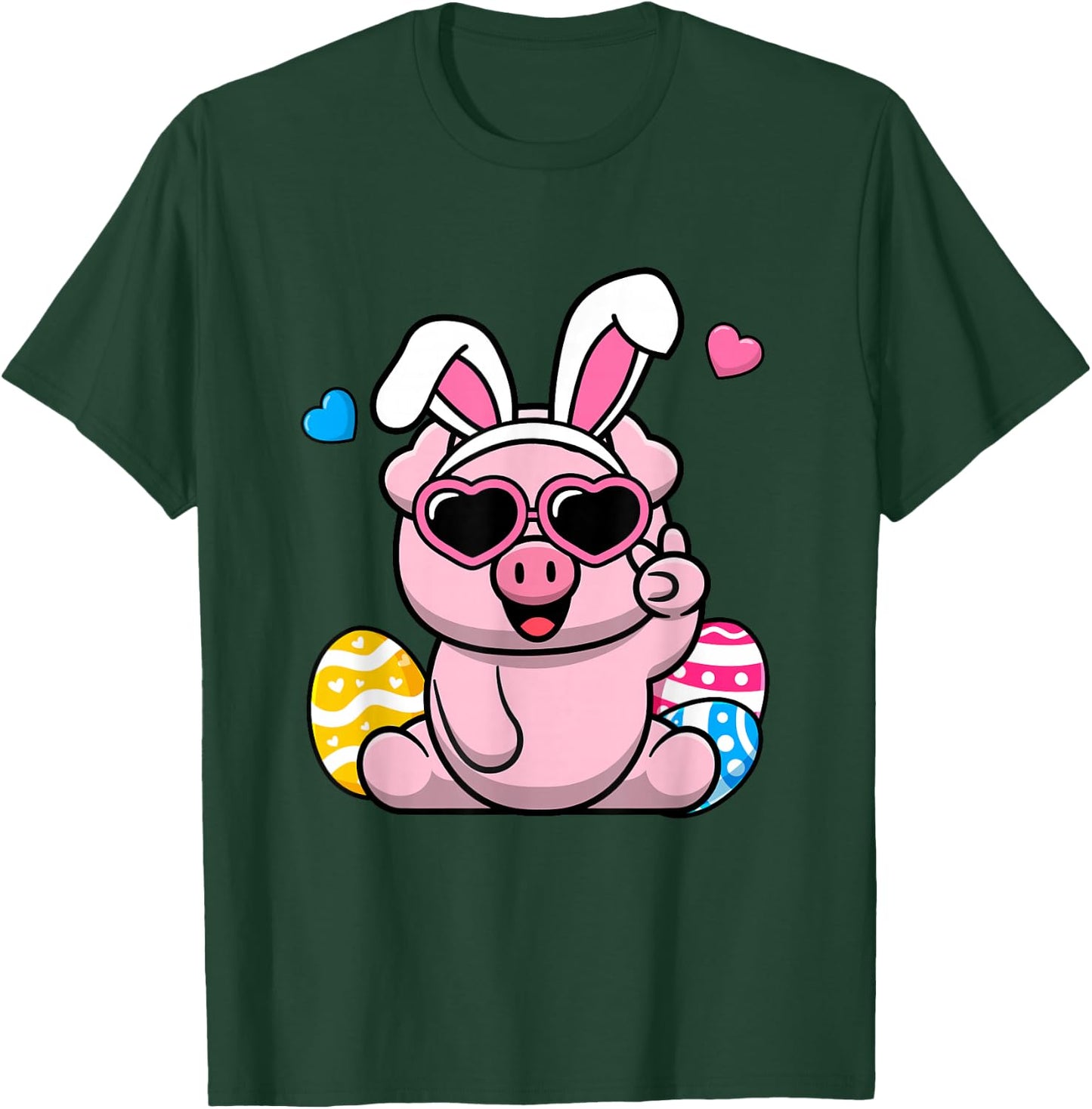 Cute Pig Bunny Ears Easter Day Boy Girl Kids T-Shirt - T-Shirt | Forest