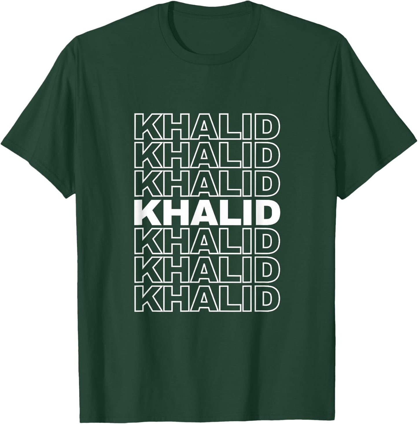 I Love Khalid Retro Pattern Personalized First Name T-Shirt - T-Shirt | Forest