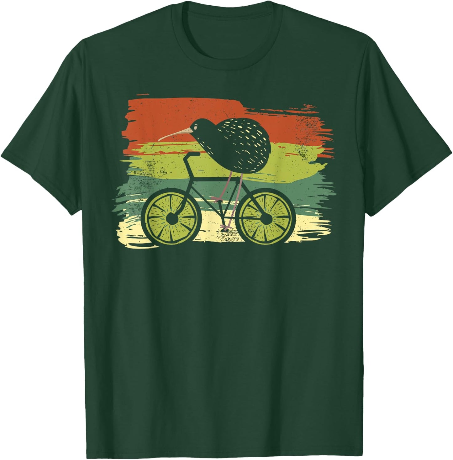 Cycle New Zealand Funny Kiwi on a Bicycle Design Idea design T-Shirt - T-Shirt | Forest