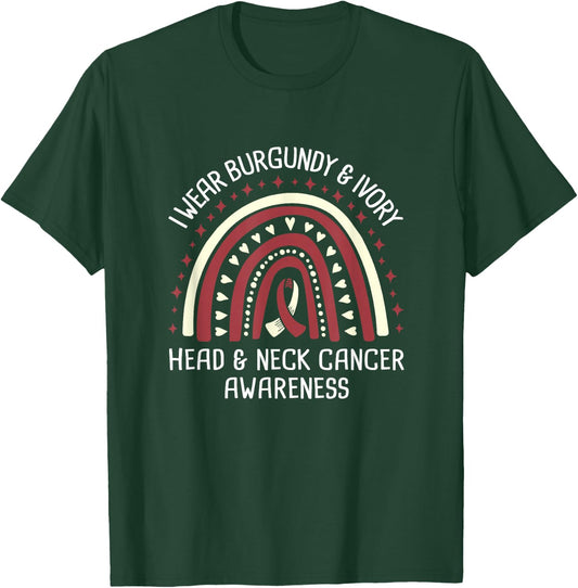 I Wear Burgundy and Ivory Head and Neck Cancer Awareness T-Shirt - T-Shirt | Forest