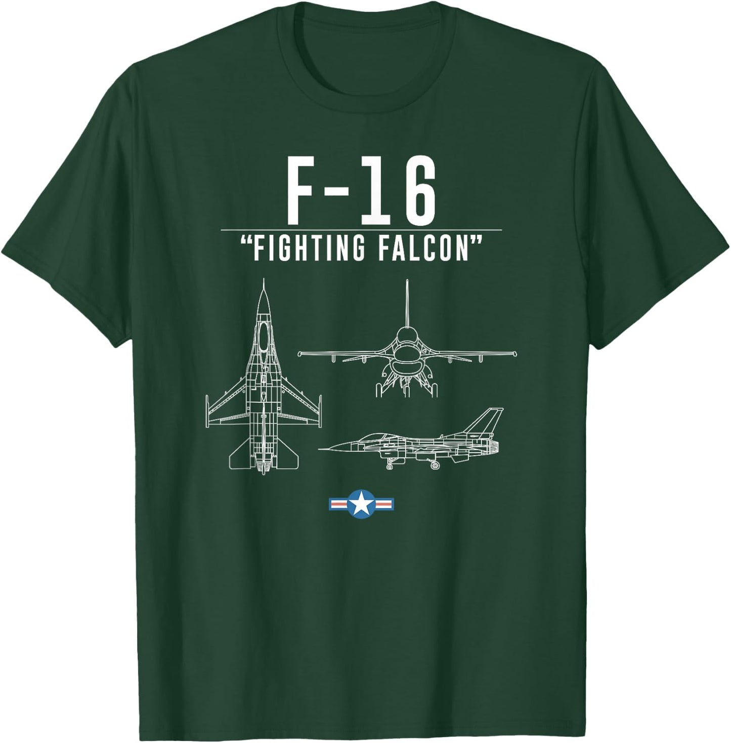 F-16 Shirt Military Air Force F16 Fighter Jet T-Shirt - T-Shirt | Forest