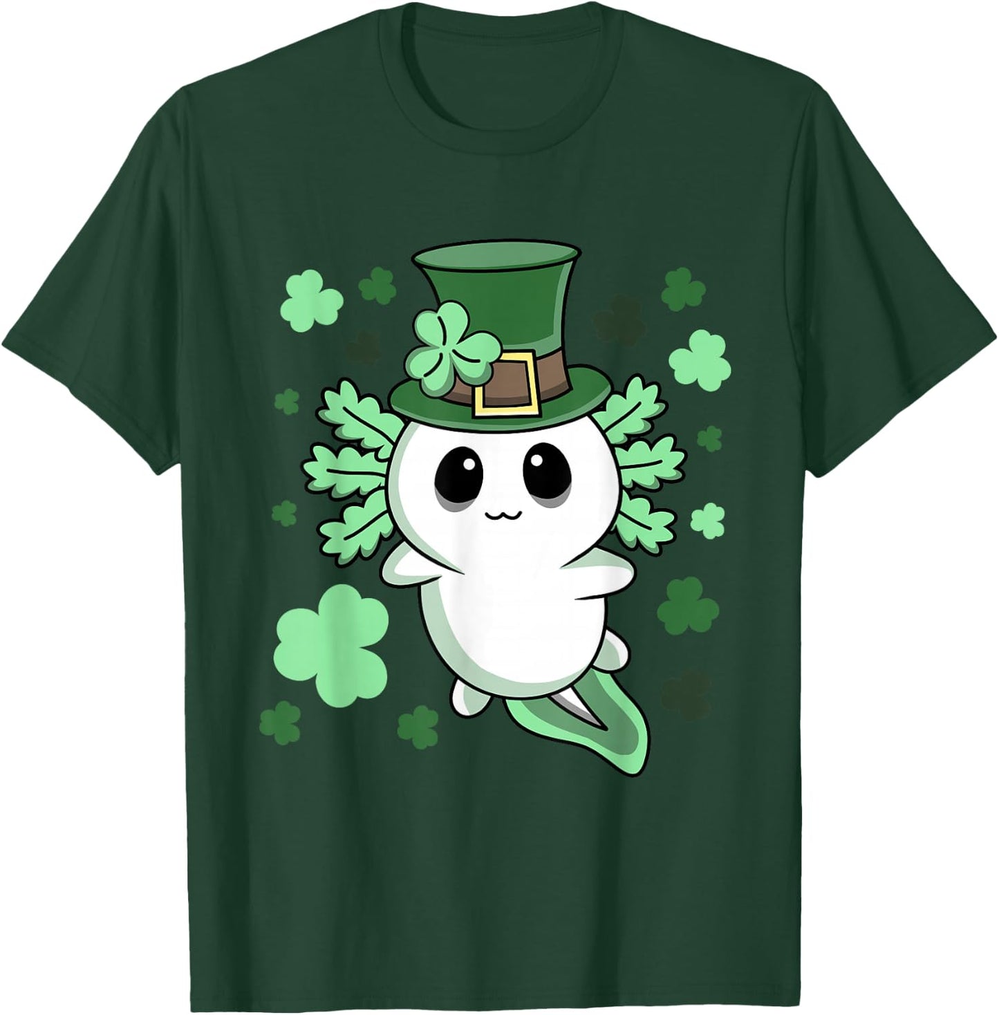 Cute Kawaii Irish St. Patrick's Day Axolotl T-Shirt - T-Shirt | Forest