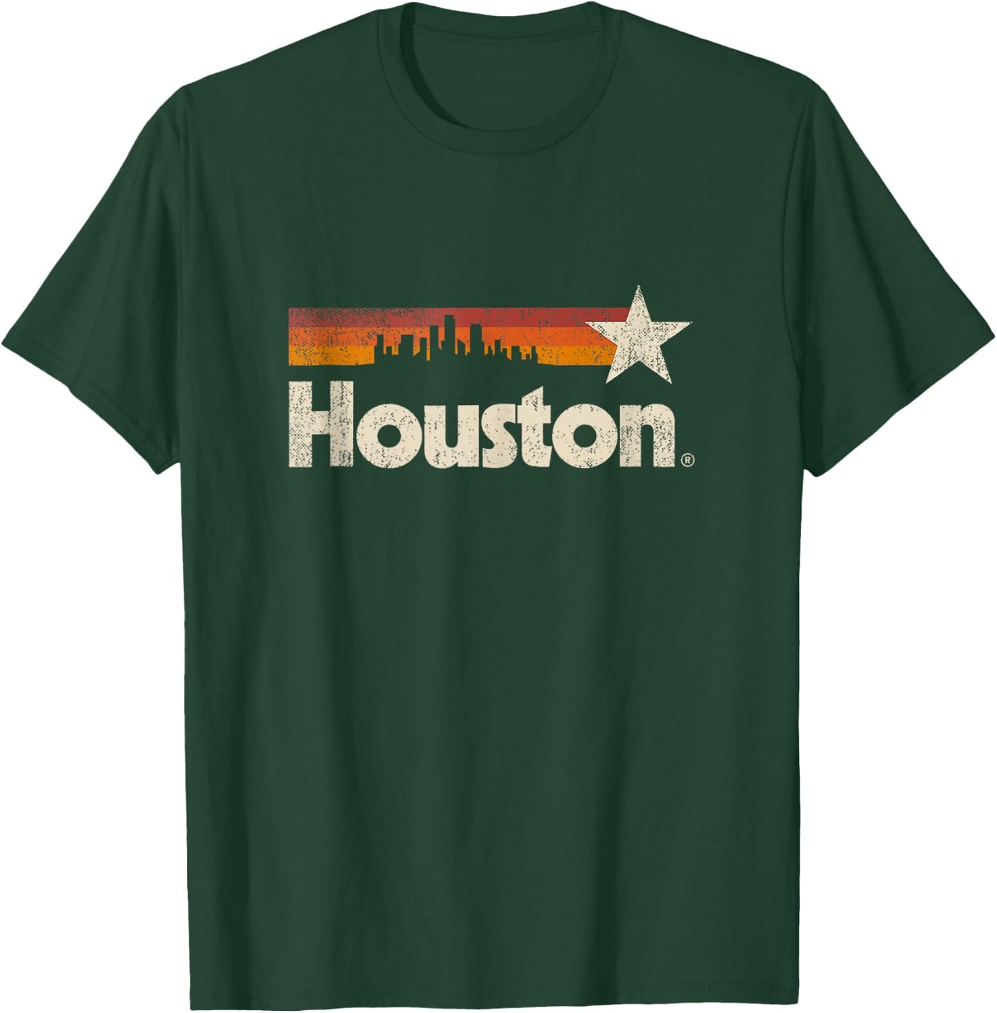 Vintage Houston City - Texas Houston Strong Stripes T-Shirt - T-Shirt | Forest