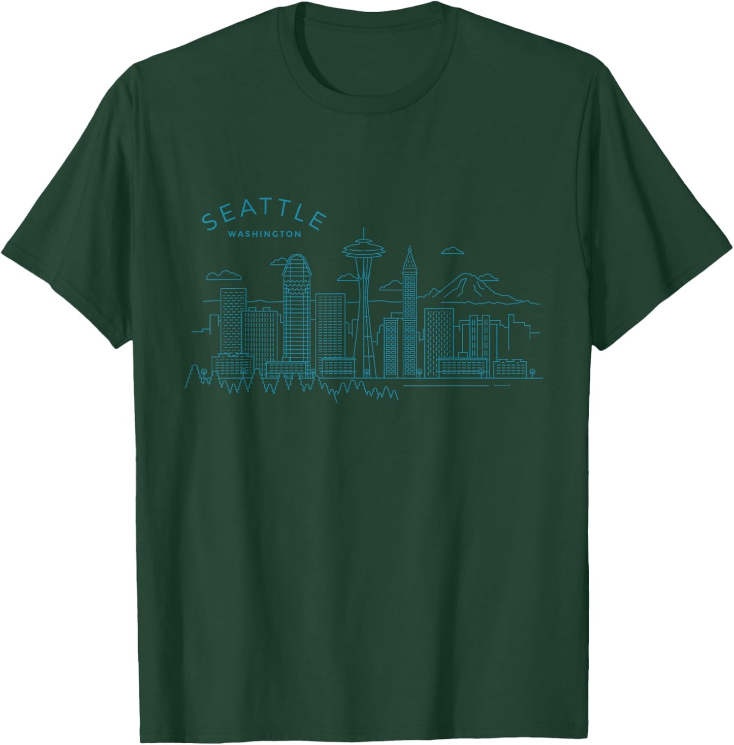 Seattle Skyline Vintage Seattle Washington T-Shirt - T-Shirt | Forest