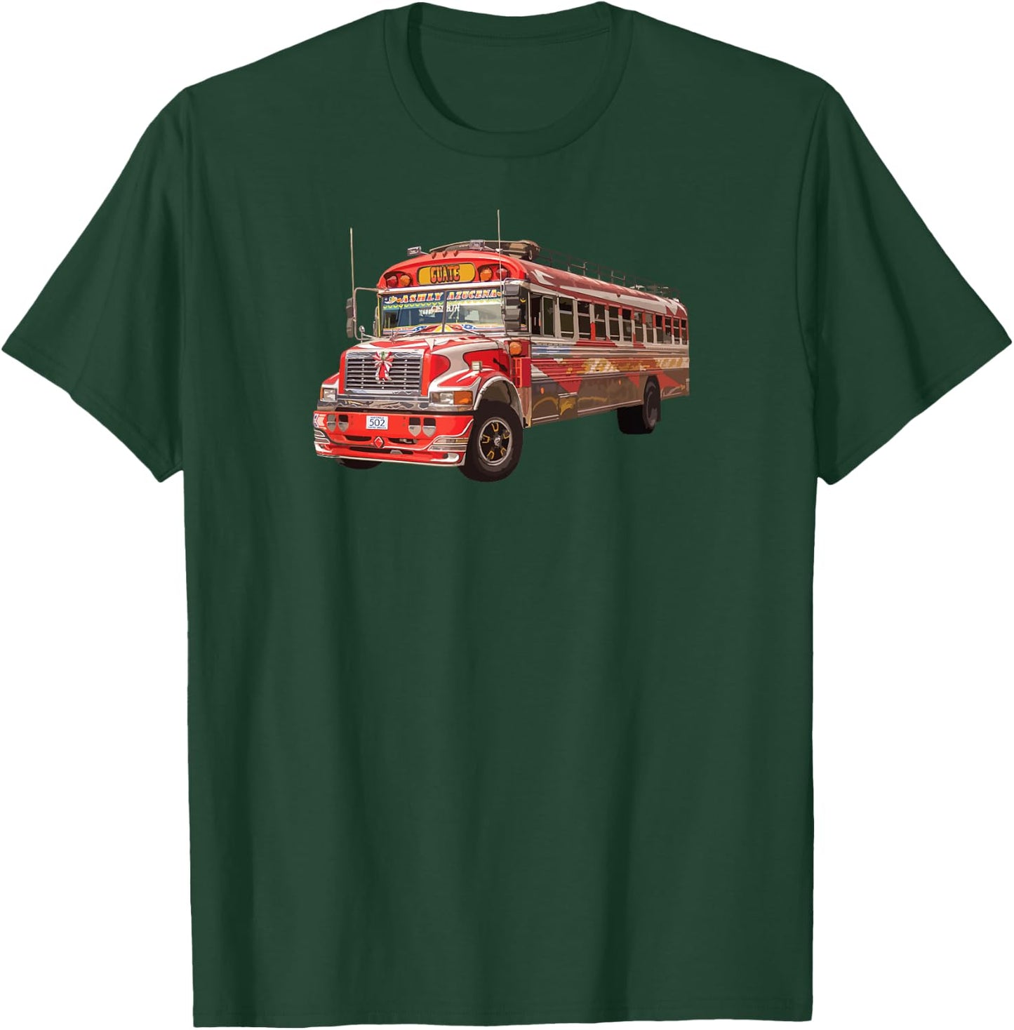 Chicken Bus Guatemala Antigua Quetzal Guate Tikal Mayan 502 T-Shirt - T-Shirt | Forest