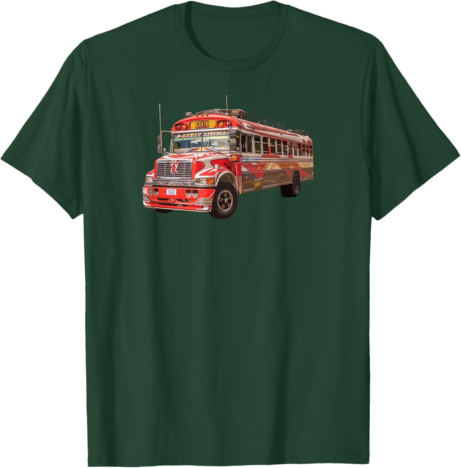 Chicken Bus Guatemala Antigua Quetzal Guate Tikal Mayan 502 T-Shirt - T-Shirt | Forest