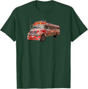 Chicken Bus Guatemala Antigua Quetzal Guate Tikal Mayan 502 T-Shirt - T-Shirt | Forest