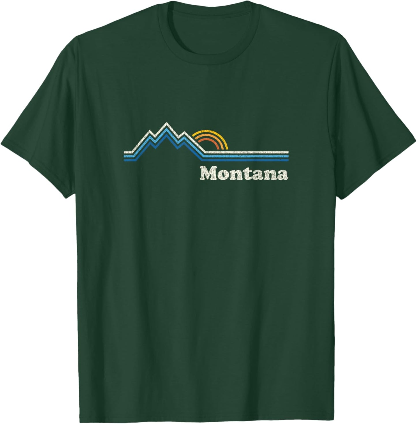 Retro Montana T Shirt Vintage Sunrise Mountains Design T-Shirt - T-Shirt | Forest