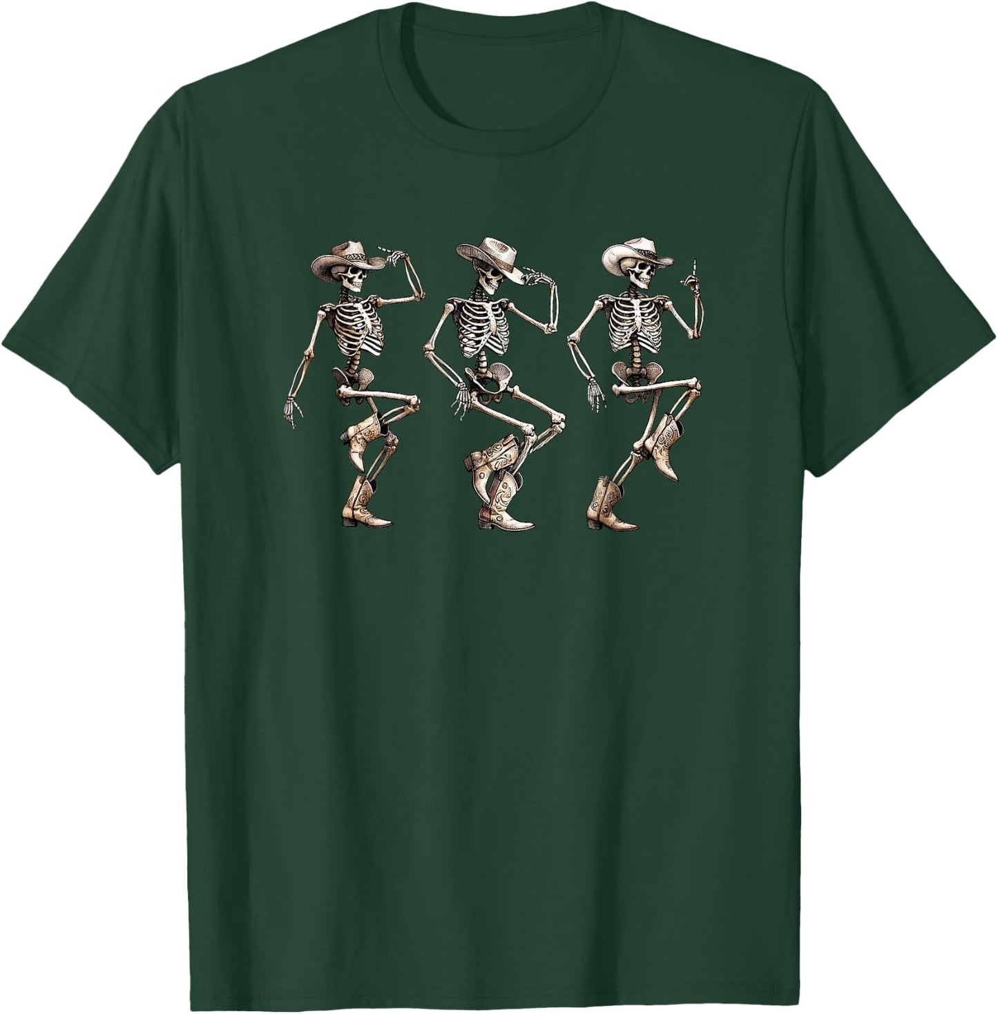 Skeleton Cowboys Line Dancing Humorous Halloween Holiday T-Shirt - T-Shirt | Forest