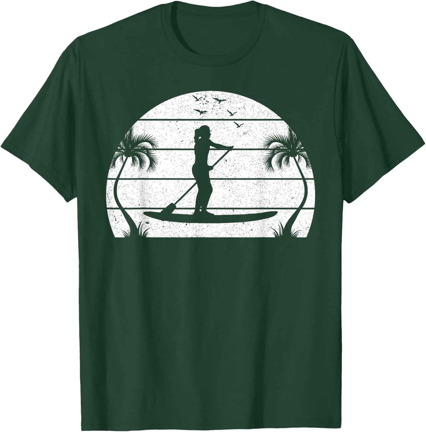 Water Sports Sunset SUP Girl - Stand Up Paddleboard T-Shirt - T-Shirt | Forest