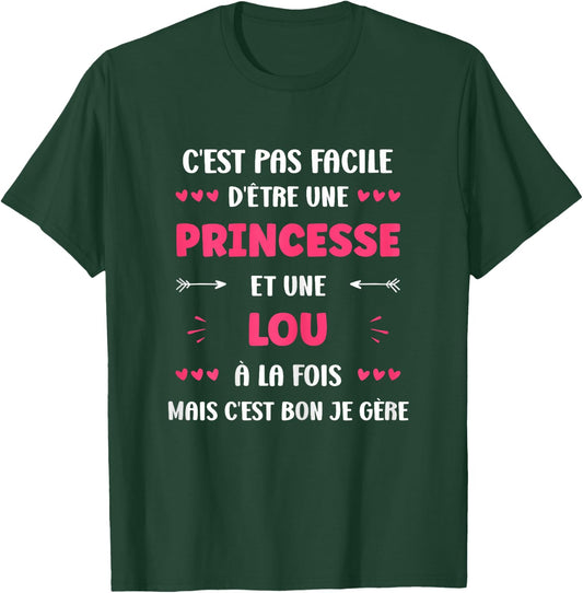 Princess Super Lou Girl Funny Name Lou , Black, Female X-Small T-Shirt - T-Shirt | Forest
