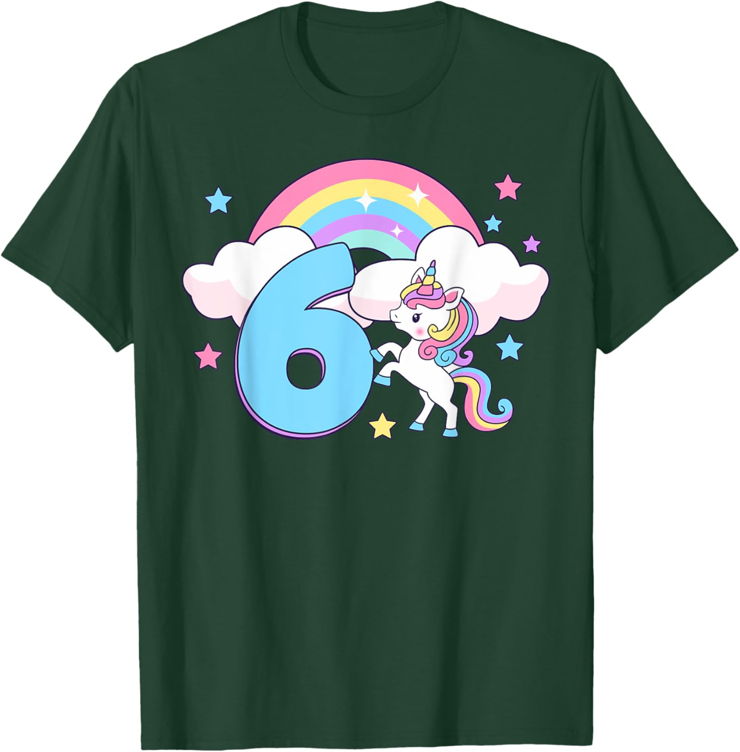 It's My Birthday Cute Unicorn Rainbow 6 Years Old Kids Girls T-Shirt - T-Shirt | Forest