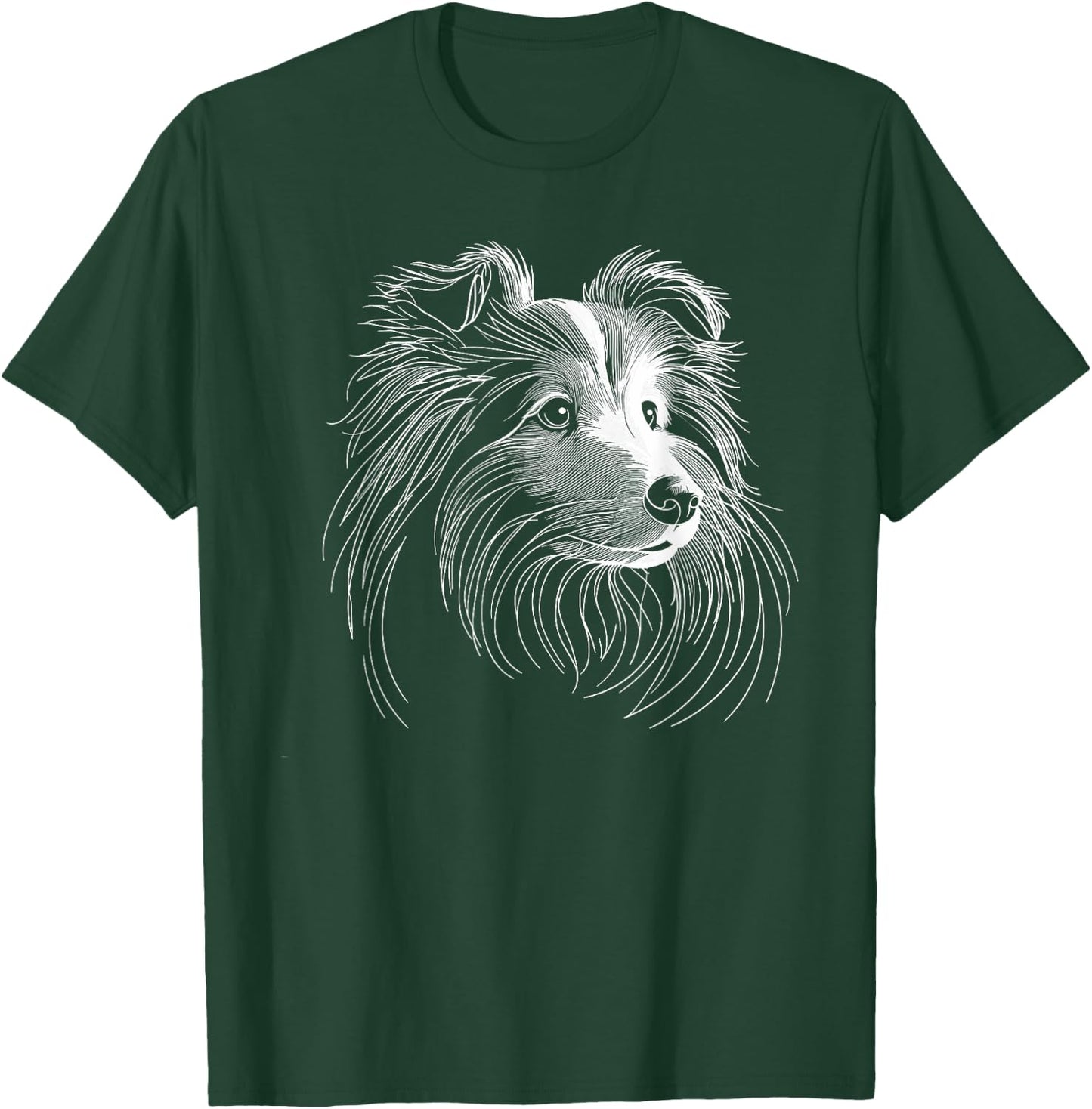 Line Art Shetland Sheepdog Dog Sheltie Women Girls Kids T-Shirt - T-Shirt | Forest