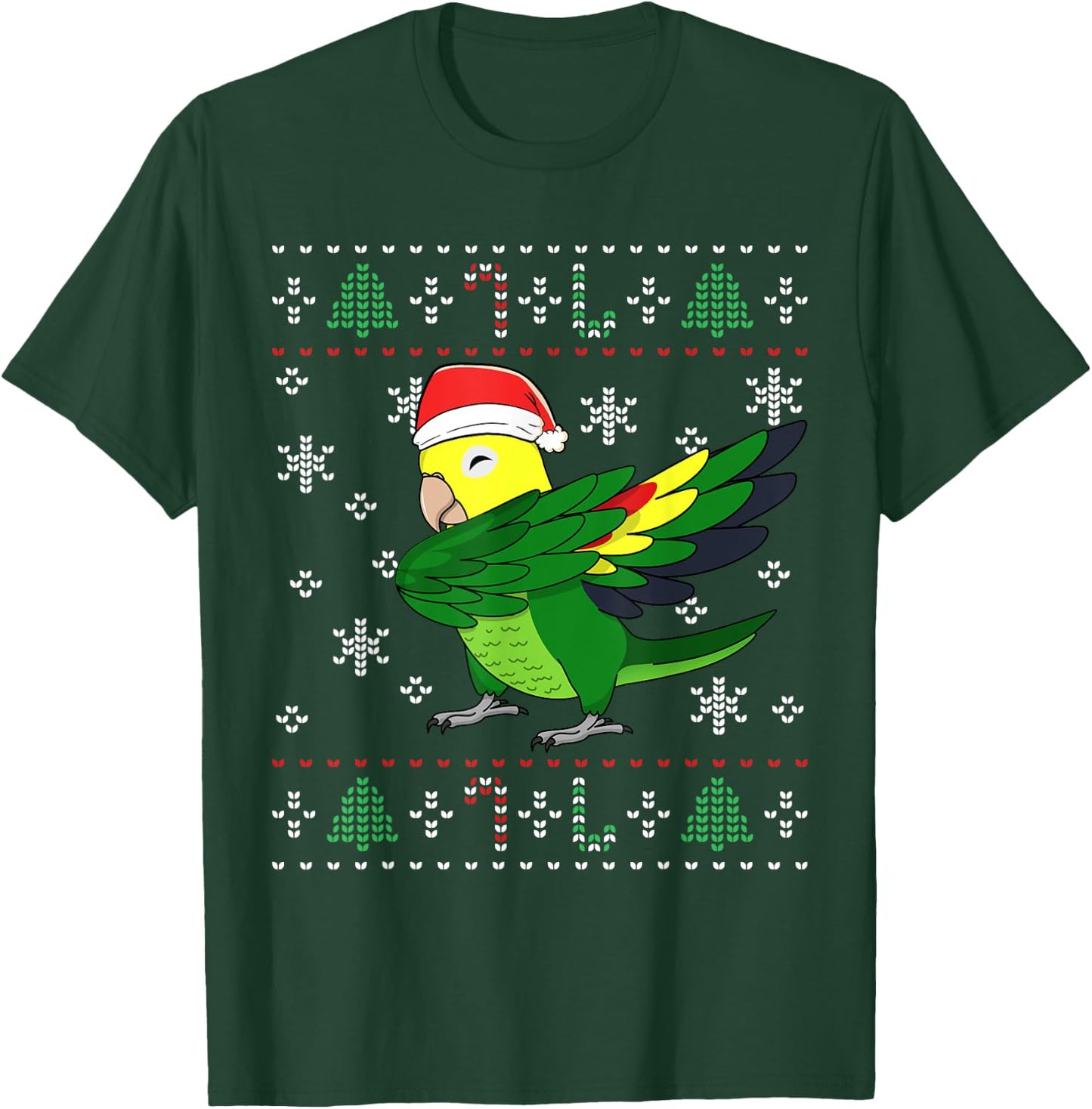 Dabbing Double Yellow-headed Amazon Parrot I Ugly Christmas T-Shirt - T-Shirt | Forest
