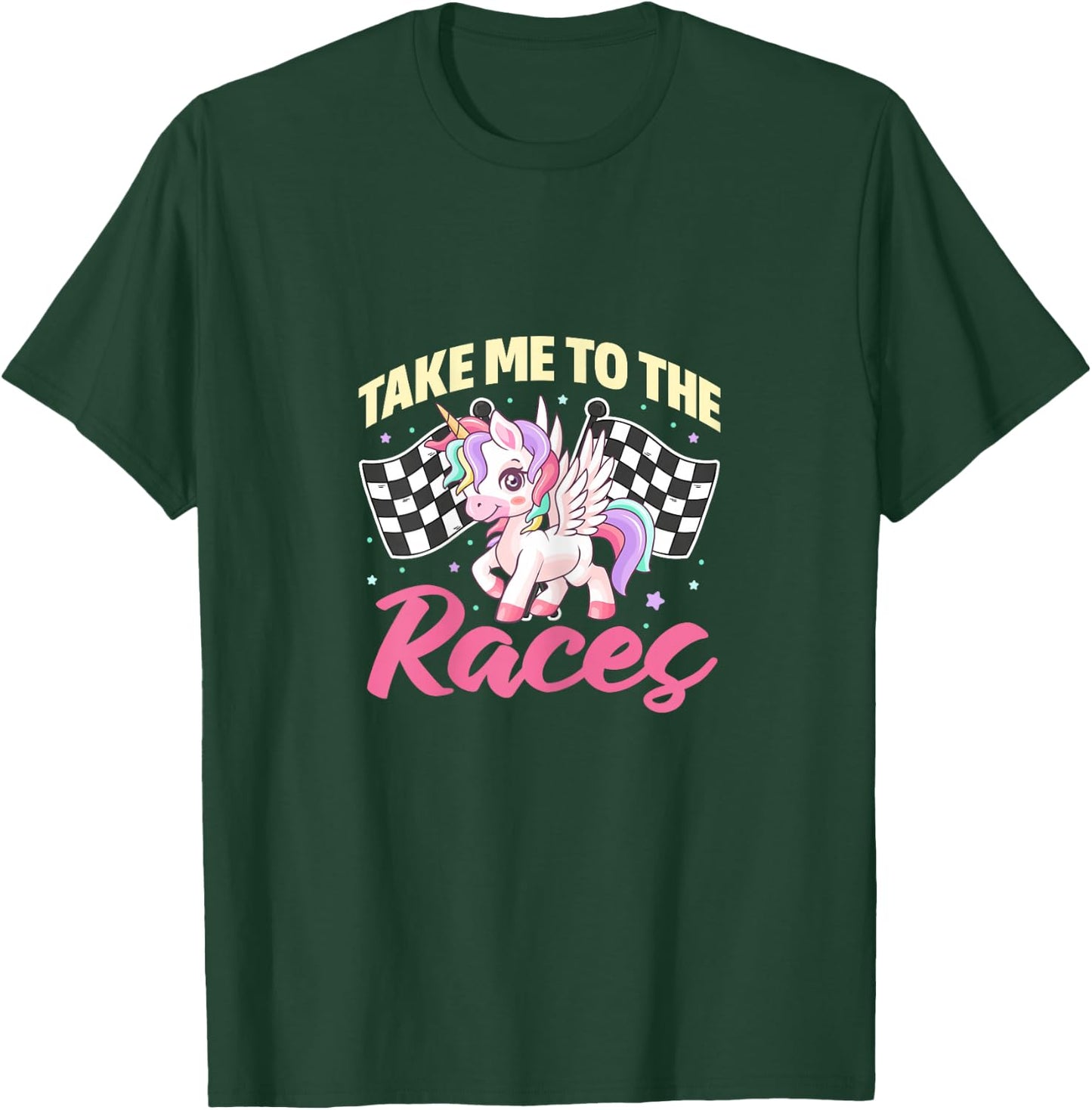Races Dirt Track Racing Unicorn Racer Race Flag T-Shirt - T-Shirt | Forest