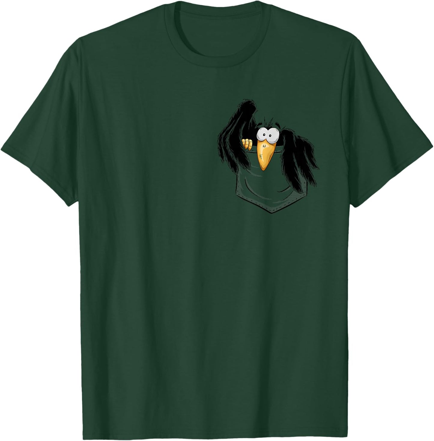 Funny Crow Little Black Raven In Pocket , gray T-Shirt - T-Shirt | Forest