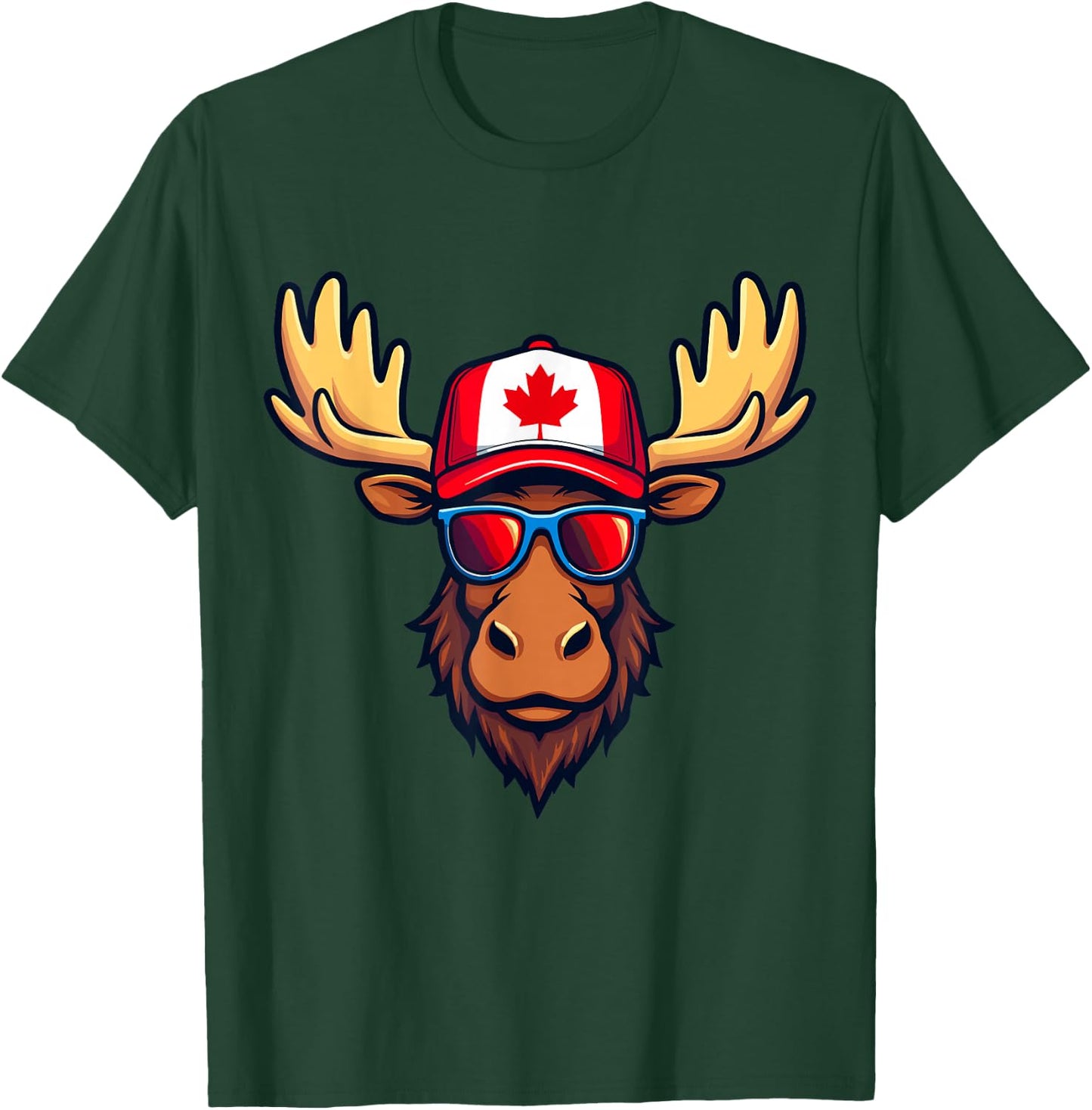 Canadian Canada Day Moose Canada Flag T-Shirt - T-Shirt | Forest