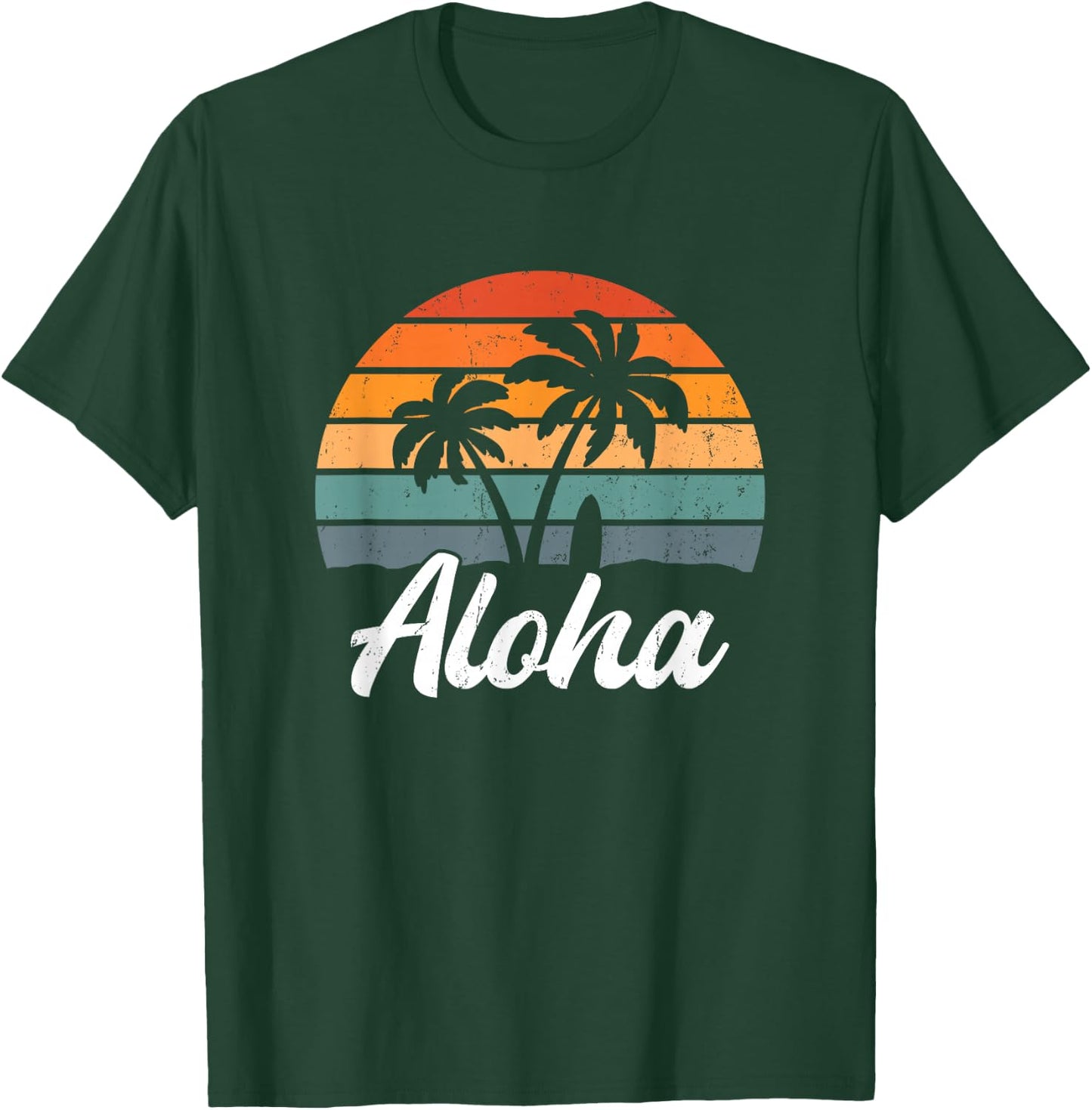 Aloha Hawaiian Shirt Surf Beach Palm Tree , black T-Shirt - T-Shirt | Forest