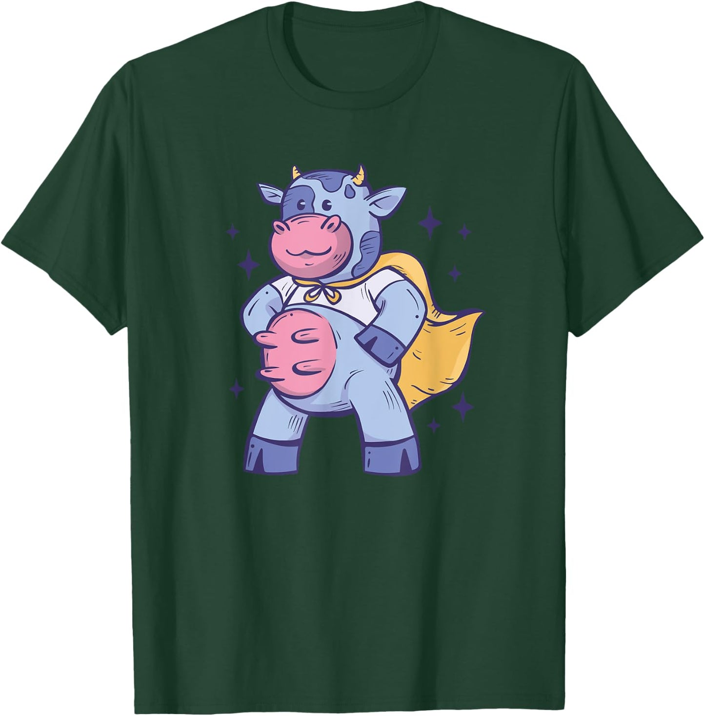 Cow In Superhero Costume Cattle, Cow Farmer T-Shirt - T-Shirt | Forest