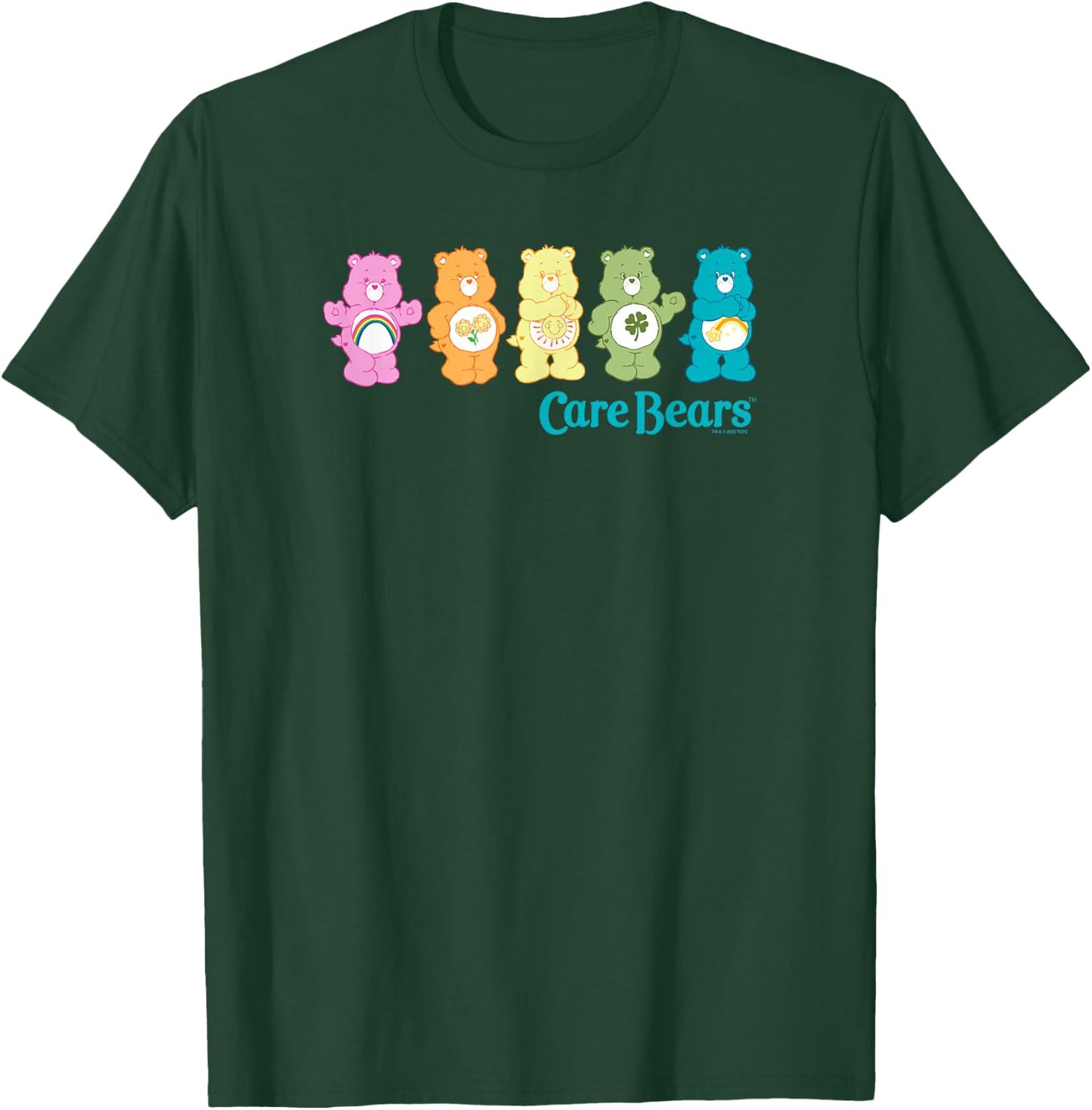Care Bears Classic Vintage Rainbow Bears Line Up Logo , Black, S T-Shirt - T-Shirt | Forest