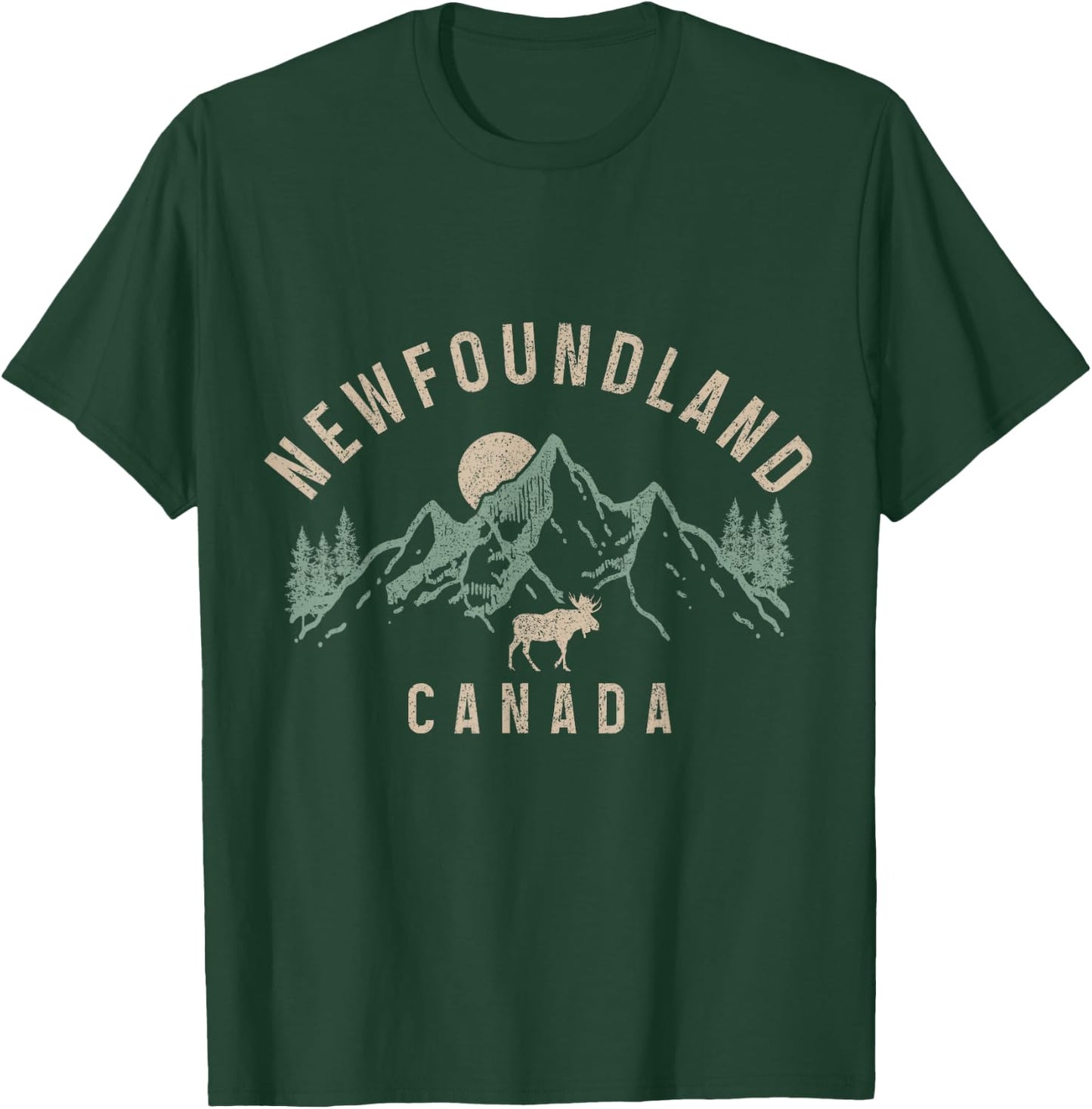 Newfoundland Canada Souvenir Vintage Mountains Elk T-Shirt - T-Shirt | Forest