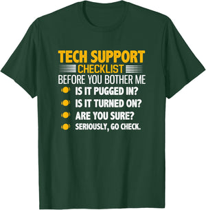 Tech Support Checklist Funny Computer T-Shirt - T-Shirt | Forest