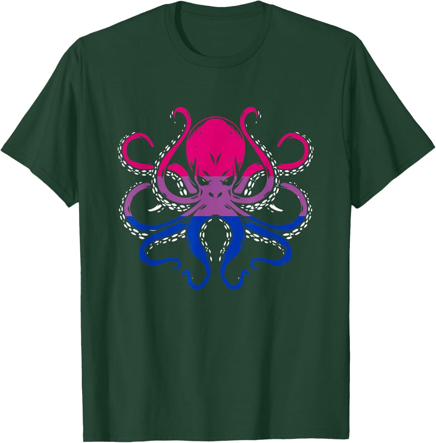 LGBT-Q Octopos Bisexual Pride LGBT-Q Ally Marine Animal T-Shirt - T-Shirt | Forest