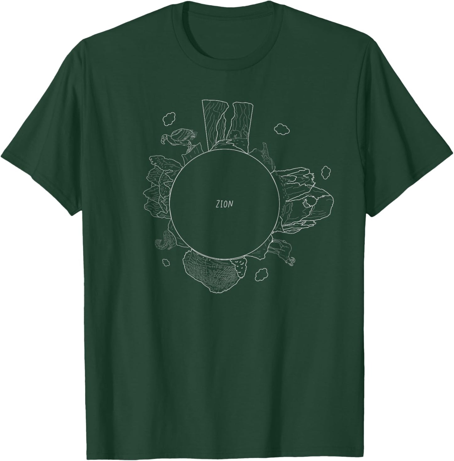 Family Heritage Gifts -Adult Zion National Park Tiny Planet - Black, Small, Short Sleeve T-Shirt - T-Shirt | Forest