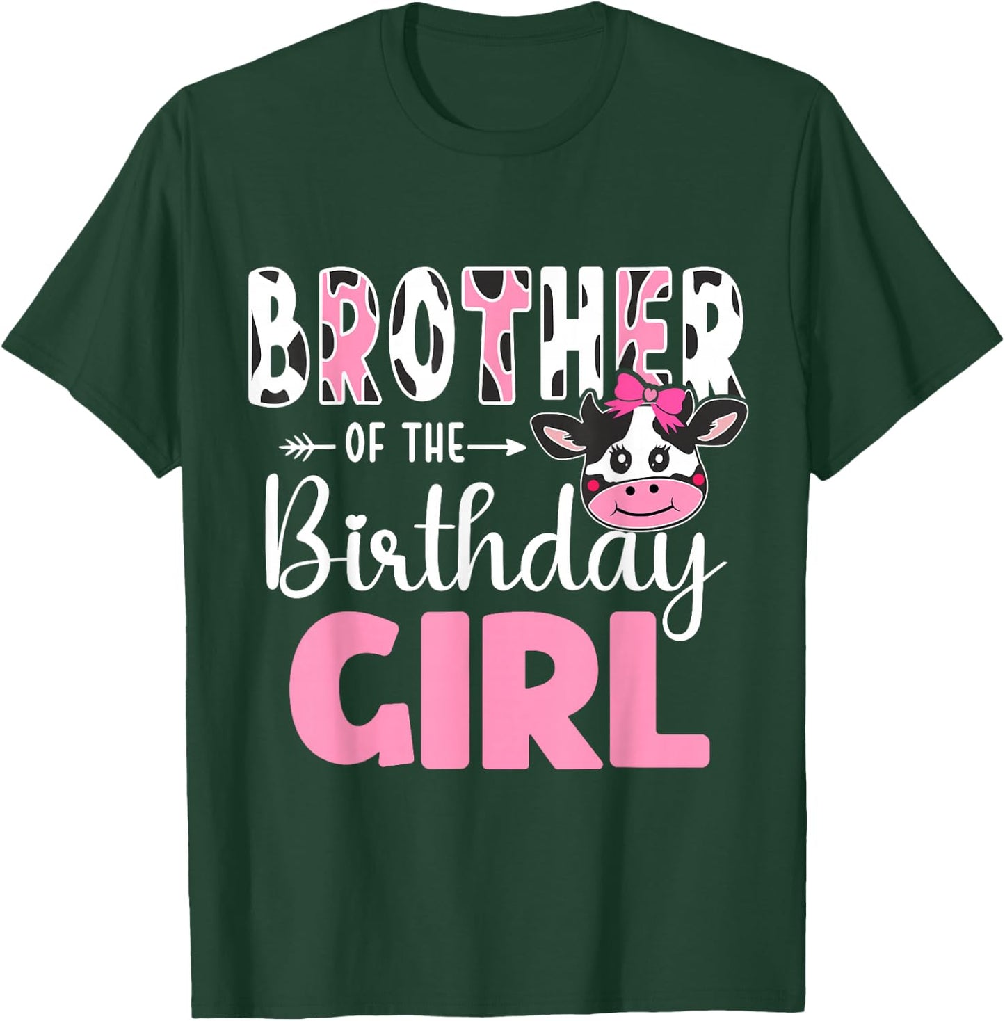 Brother Of The Birthday Girl Farm Cow 1st Birthday Girl T-Shirt - T-Shirt | Forest