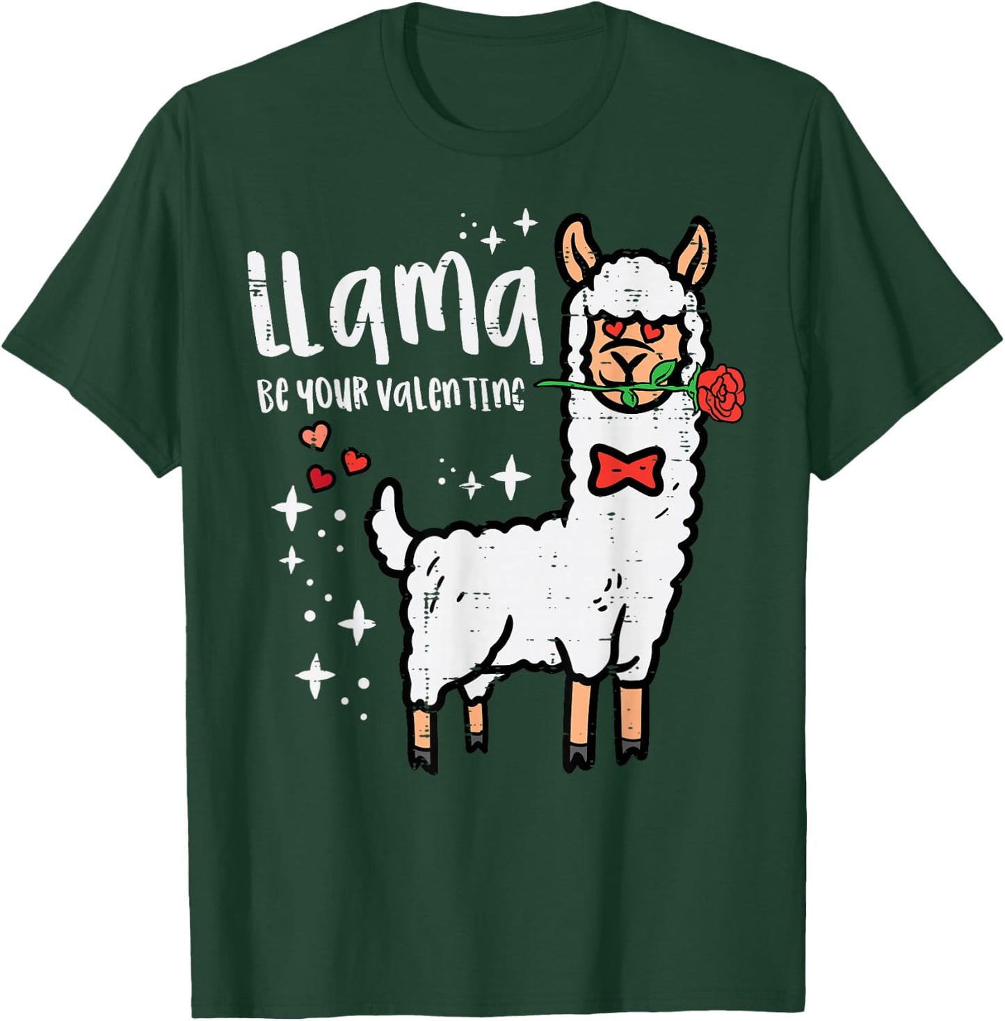 Llama Be Your Valentine Alpaca Men Boys Kids Youth Women T-Shirt - T-Shirt | Forest