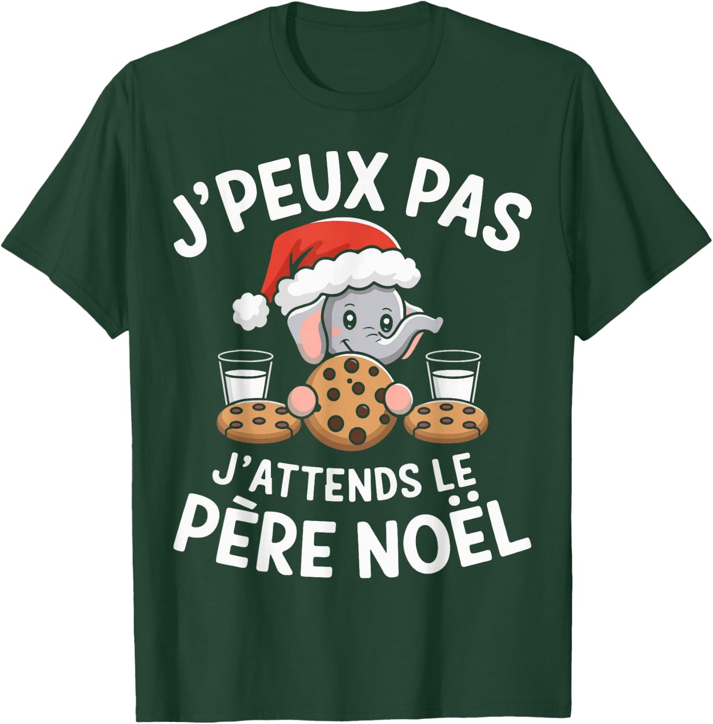 Je peux Pas J'attends Le Père Noël Animals Elephant Christmas , Black, S T-Shirt - T-Shirt | Forest