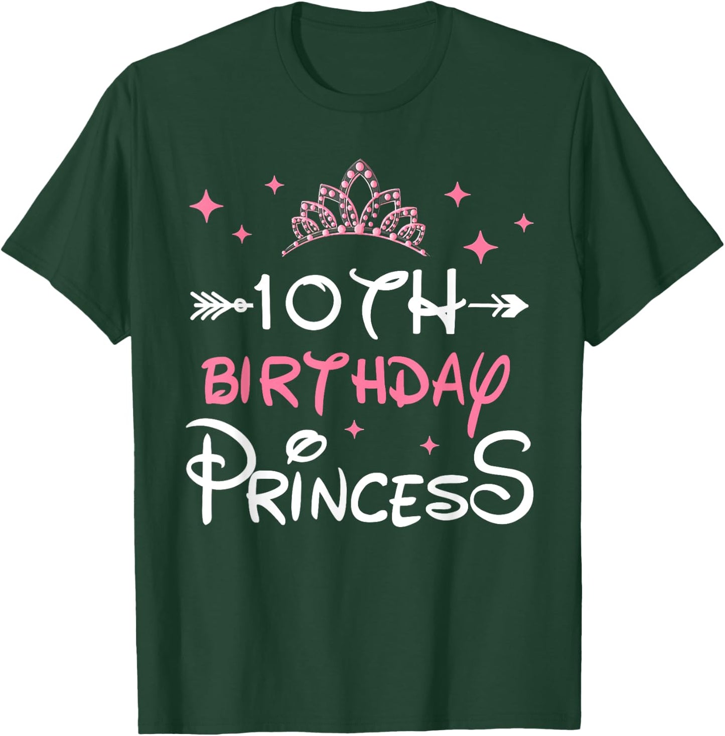 10th Birthday Princess Crown 10 Year Old Birthday Girl Party T-Shirt - T-Shirt | Forest