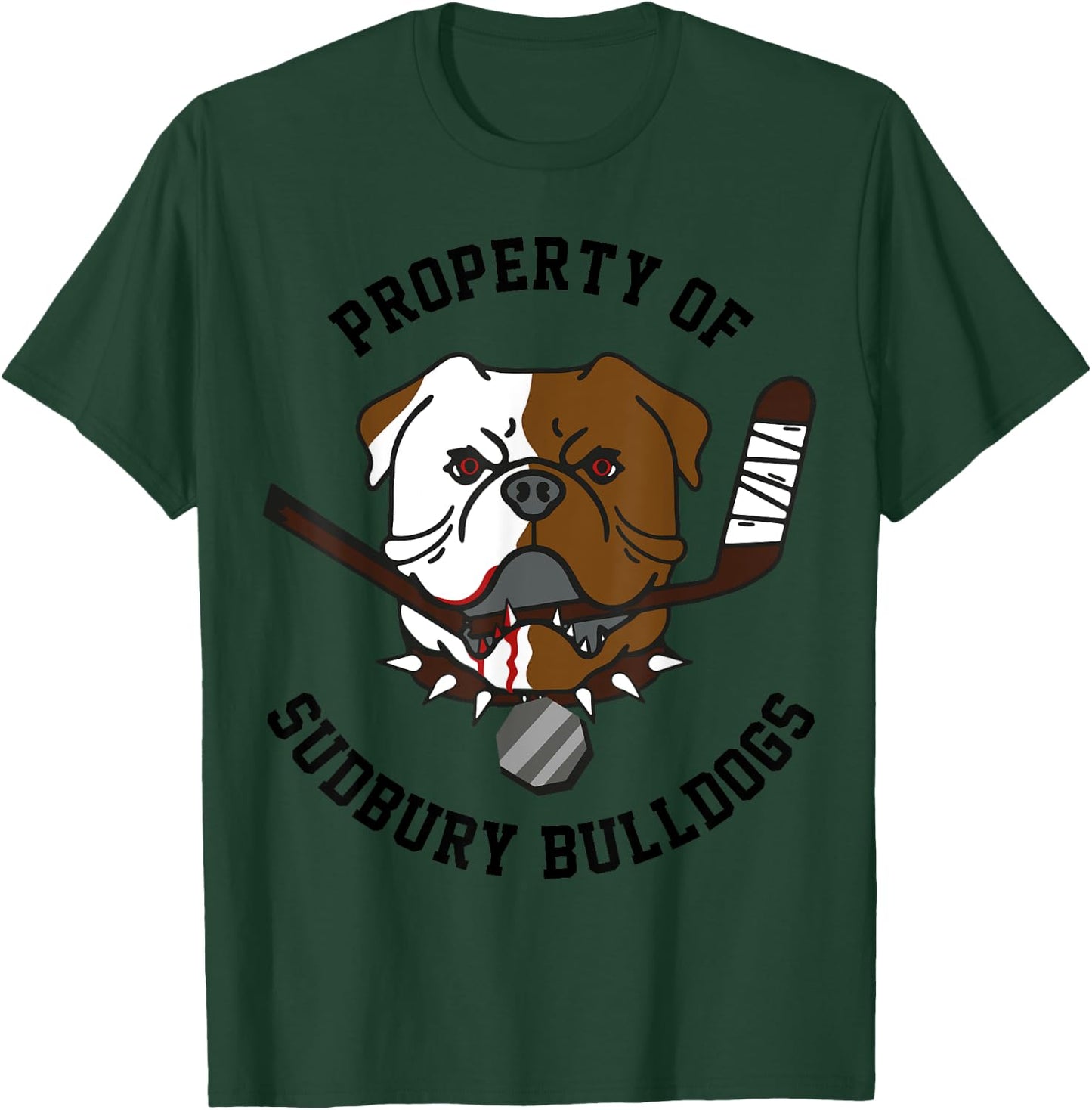 Retro Bulldog Property of Sudbury Bulldogs Classic Vintage Cartoon - Grey, Small T-Shirt - T-Shirt | Forest