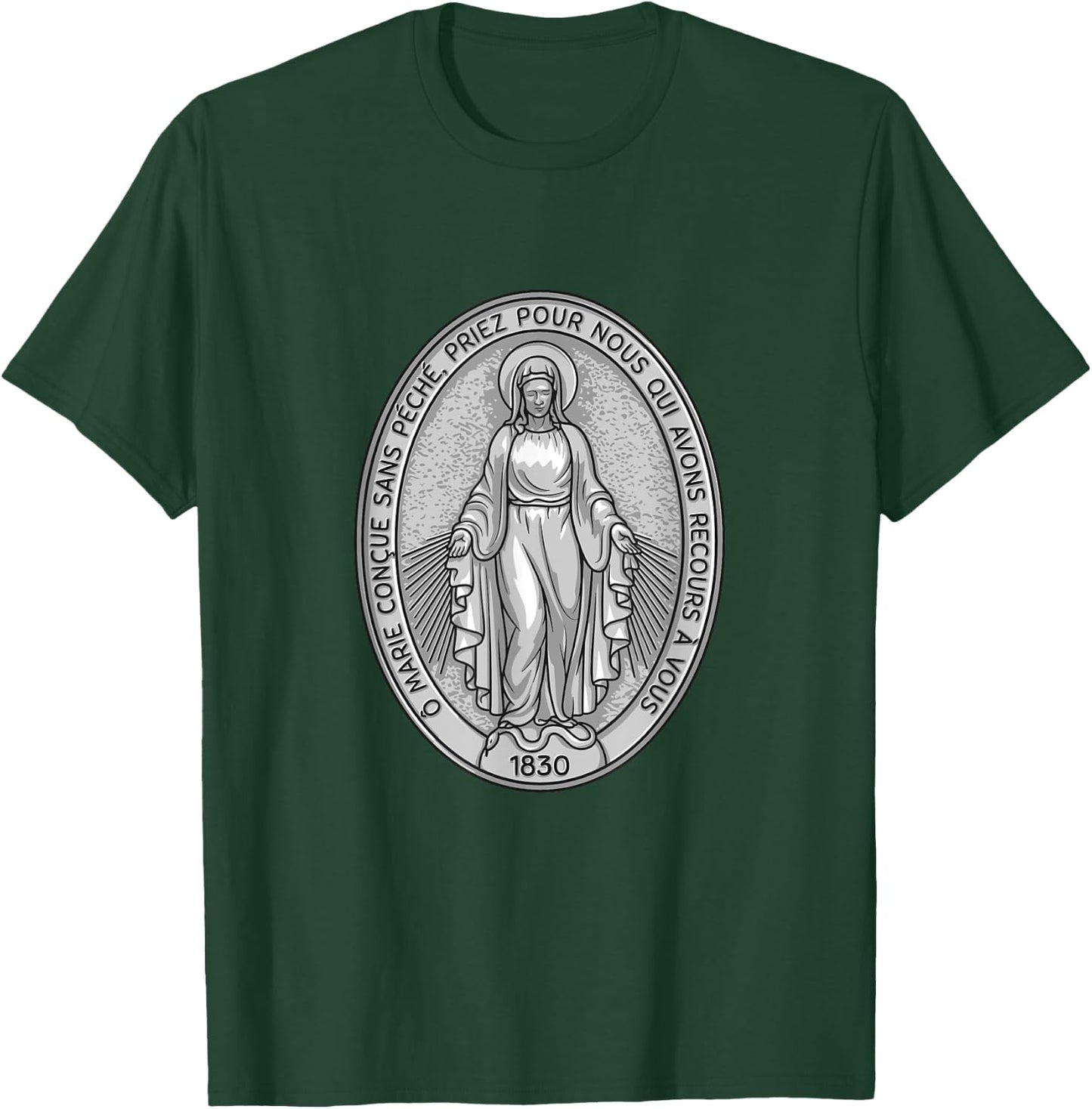 Miraculous Medal Marian Our Lady Catholic T-Shirt - T-Shirt | Forest