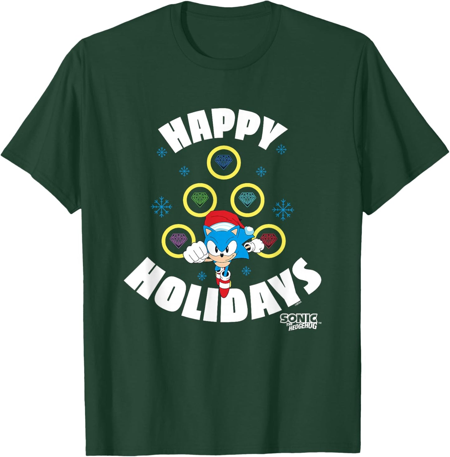 Sonic The Hedgehog Christmas Happy Holidays Chaos Tree T-Shirt - T-Shirt | Forest