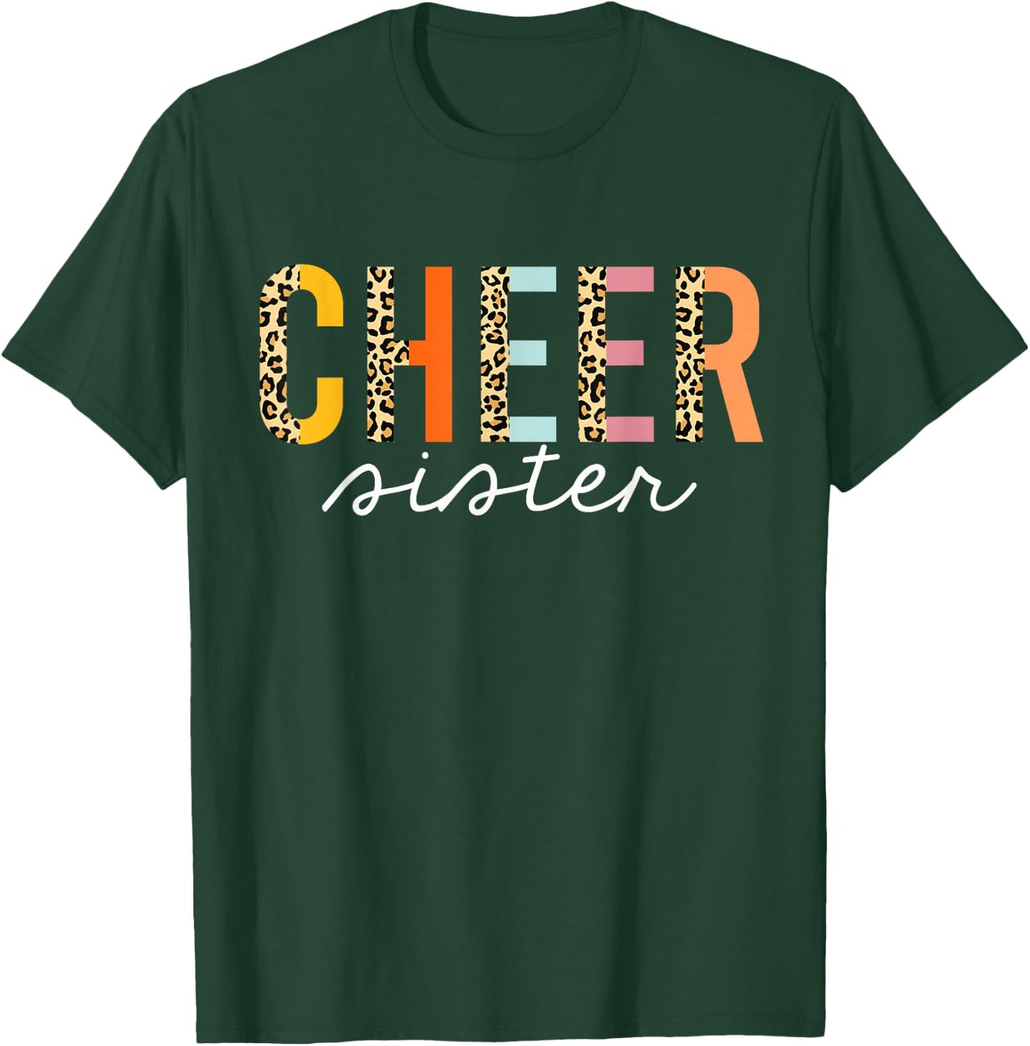 Cheer Sister Leopard Cheerleader Girl Cheerleading Big Sis T-Shirt - T-Shirt | Forest