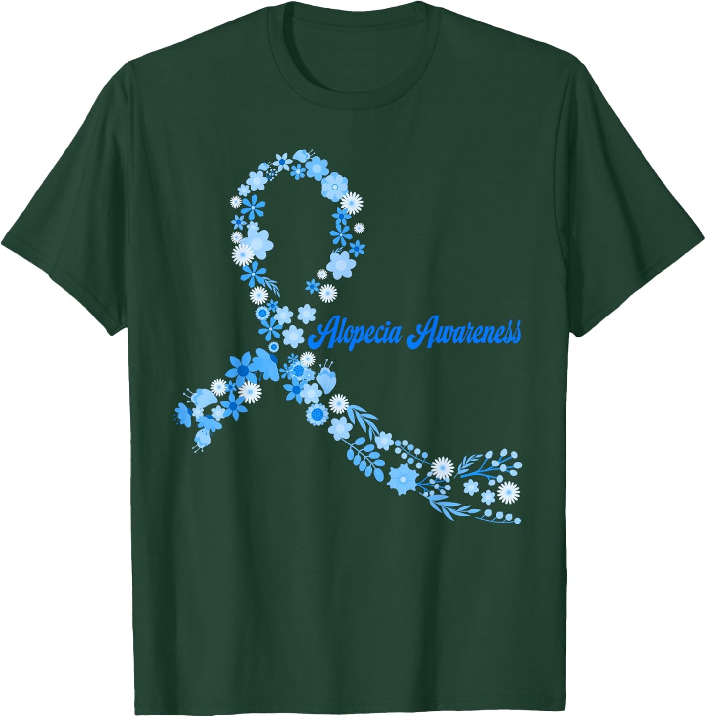 Alopecia Awareness Hippie Flower Blue Ribbon Support T-Shirt - T-Shirt | Forest