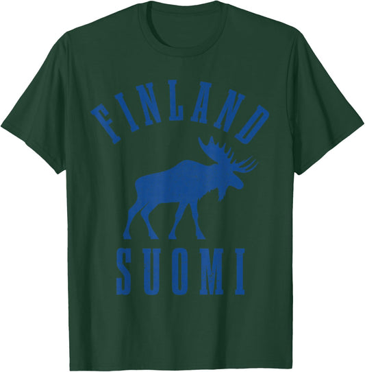 Finland Suomi Moose Finnish Finn Sisu Souvenir Vintage T-Shirt - T-Shirt | Forest