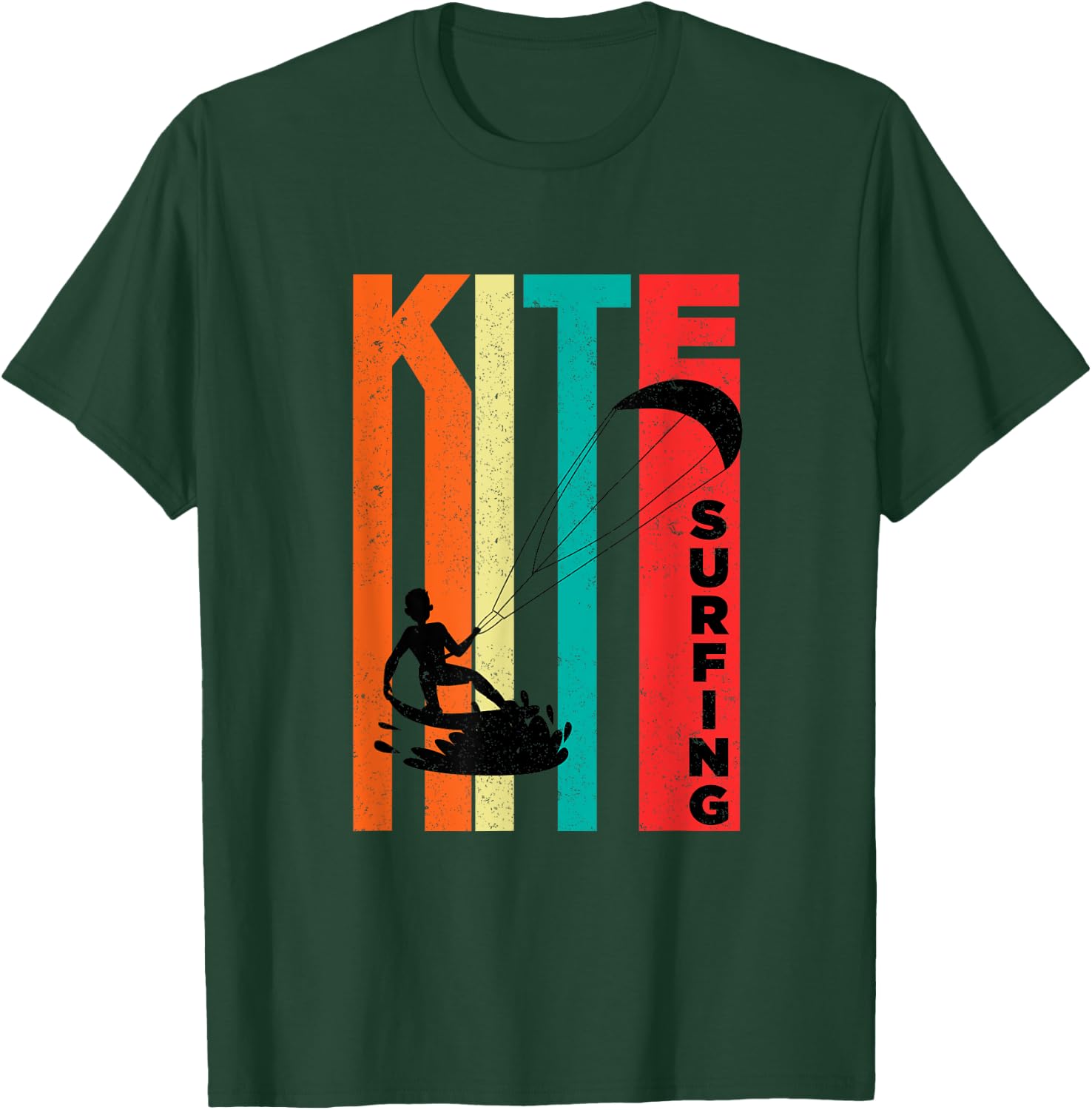 Kitesurfing Retro Vintage Kiteboard Kitesurfer Surfing Gift T-Shirt - T-Shirt | Forest