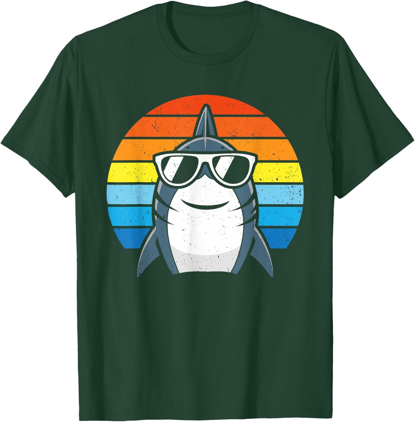 Retro Cool Shark with Sunglasses Kids Boys Men Funny Shark T-Shirt - T-Shirt | Forest