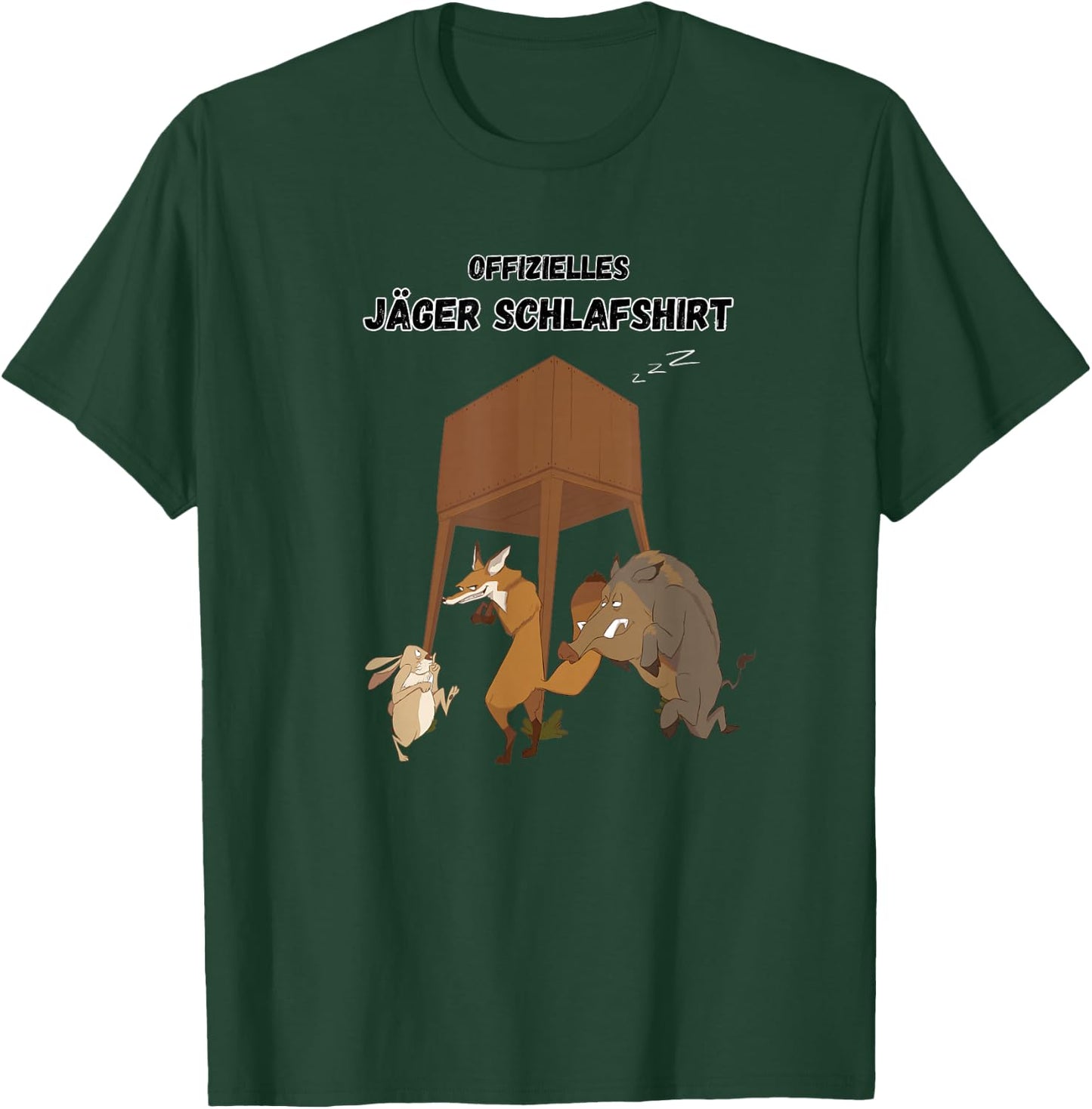 Offizielles Jäger Schlafshirt Wildschwein Fuchs und Hase T-Shirt - T-Shirt | Forest