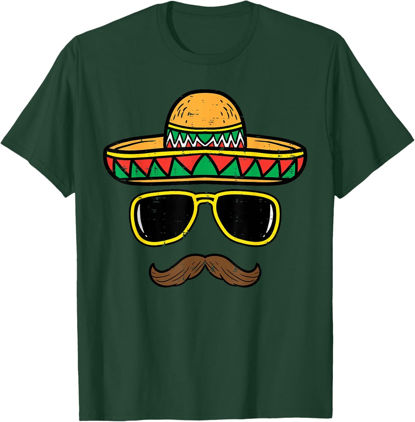 Sombrero Face Cinco De Mayo Mexican Fiesta Party Kids Boys , black, s T-Shirt - T-Shirt | Forest
