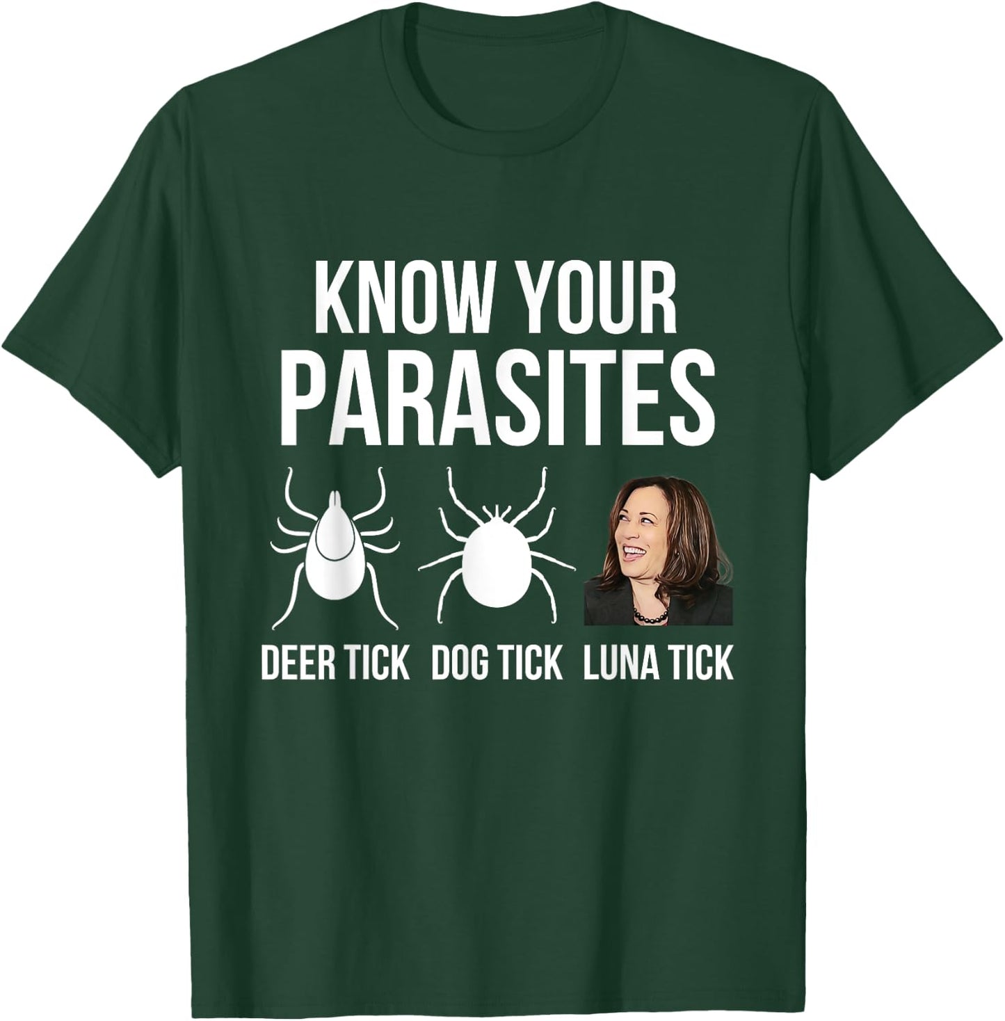 Know Your Parasites, Anti Kamala Harris Funny Political T-Shirt - T-Shirt | Forest