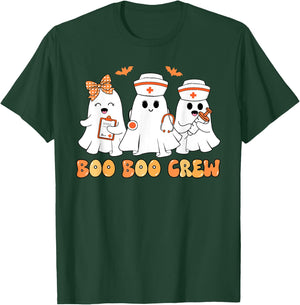 Boo Boo Crew Nurse Halloween Cute Ghost Girl Women Costume T-Shirt - T-Shirt | Forest