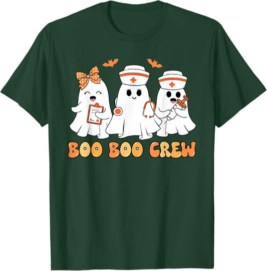 Boo Boo Crew Nurse Halloween Cute Ghost Girl Women Costume T-Shirt - T-Shirt | Forest